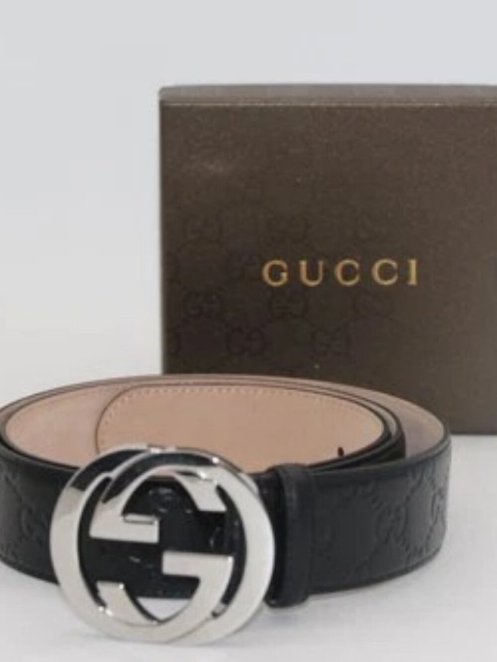 Guccissima Signature Interlocking G Belt CWC1N Size 105/42 - Black/Silver